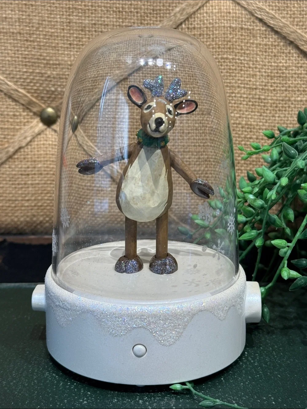 Hallmark Happy Tapper Reindeer Musical Dome Figurine
